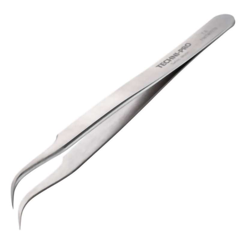 High Precision Tweezers, Style 7, SS, curved,Very Fine,4.7"
